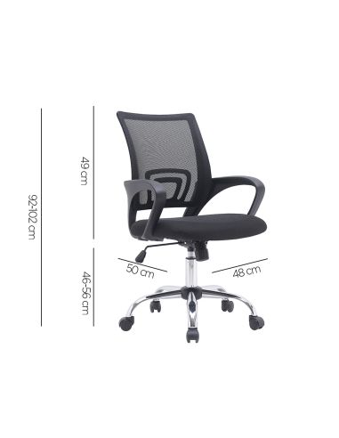 Silla Q-Connect Oficina Siena Malla Base Metalica Alt Max 1000 Anc 560 Prof 570 Ruedas Premium Color Negro