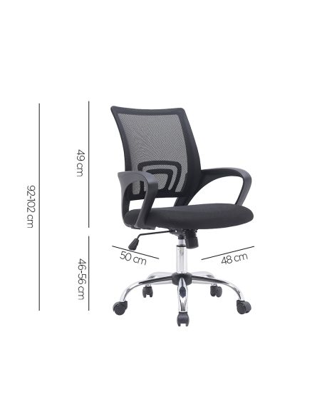 Silla Q-Connect Oficina Siena Malla Base Metalica Alt Max 1000 Anc 560 Prof 570 Ruedas Premium Color Negro