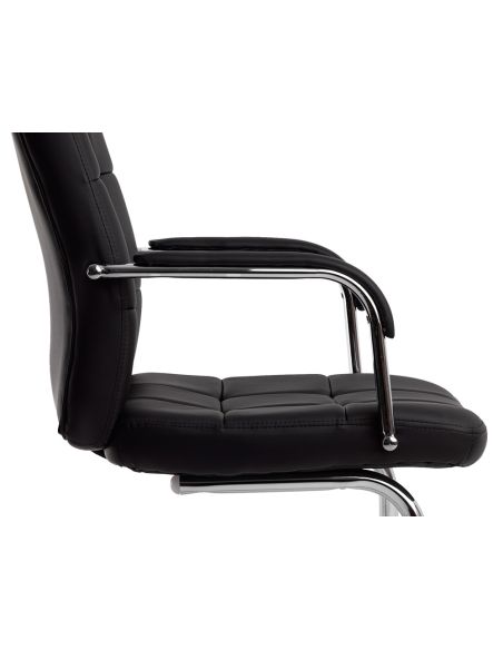 Silla Q-Connect Escritorio Pia Ve Simil Piel Base Metalica Alt Max 1050 Anc 610 Prof 680 Color Negro