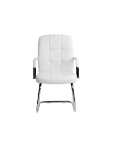 Silla Q-Connect Escritorio Pia Ve Simil Piel Base Metalica Alt Max 1050 Anc 610 Prof 680 Color Blanco