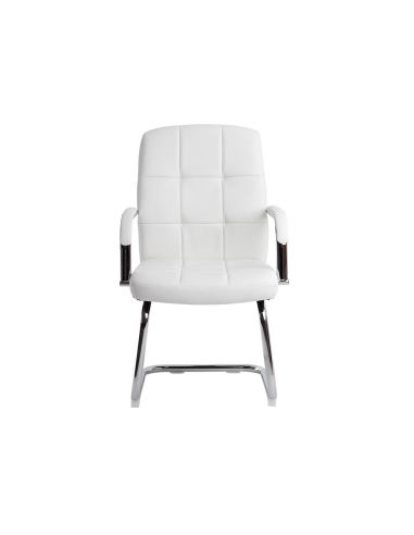 Silla Q-Connect Escritorio Pia Ve Simil Piel Base Metalica Alt Max 1050 Anc 610 Prof 680 Color Blanco