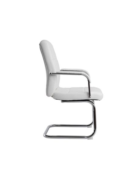 Silla Q-Connect Escritorio Pia Ve Simil Piel Base Metalica Alt Max 1050 Anc 610 Prof 680 Color Blanco