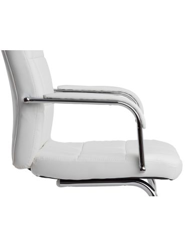 Silla Q-Connect Escritorio Pia Ve Simil Piel Base Metalica Alt Max 1050 Anc 610 Prof 680 Color Blanco