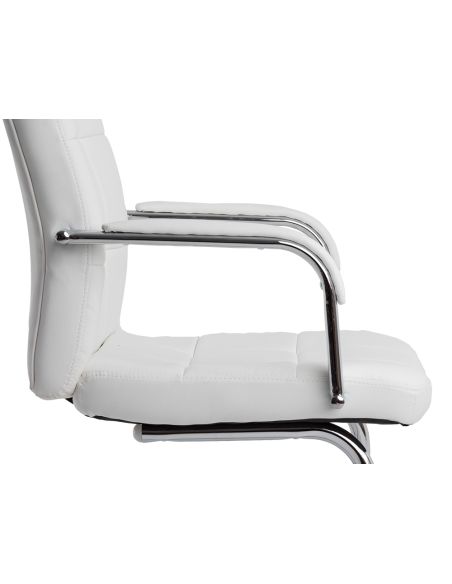 Silla Q-Connect Escritorio Pia Ve Simil Piel Base Metalica Alt Max 1050 Anc 610 Prof 680 Color Blanco