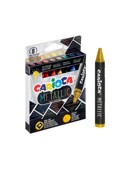 Lapices Cera Carioca Metallic Triangular Caja De 8 Unidades Colores Surtidos