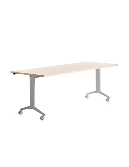 Mesa De Oficina Rocada 180X80Cm Con Tablero Abatible 90 Acabado Fd01 Gris/Haya