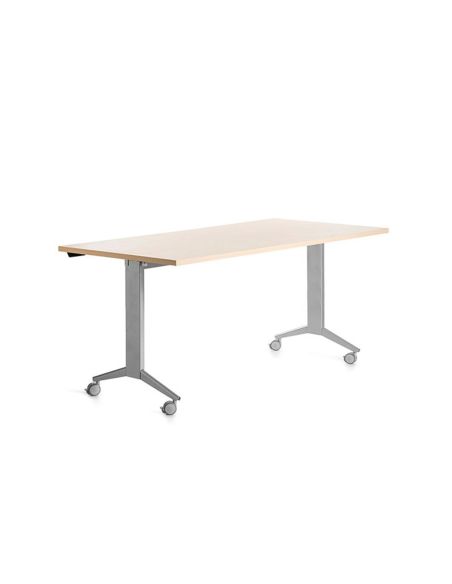 Mesa De Oficina Rocada 160X80Cm Con Tablero Abatible 90 Acabado Fd01 Gris/Haya