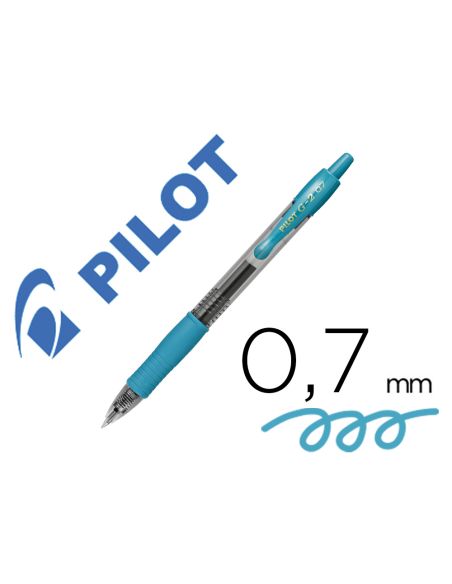 Boligrafo Pilot G-2 Azul Turquesa Tinta Gel Retractil Sujecion De Caucho