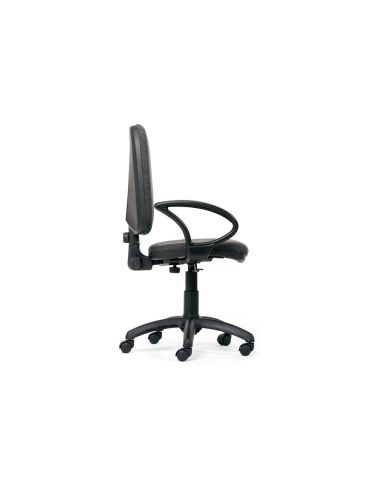 Silla Rocada De Oficina Brazos Fijos Base Nylon Respaldo Y Asiento Tela Ignifuga Gris
