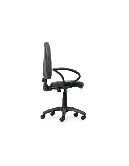 Silla Rocada De Oficina Brazos Fijos Base Nylon Respaldo Y Asiento Tela Ignifuga Gris