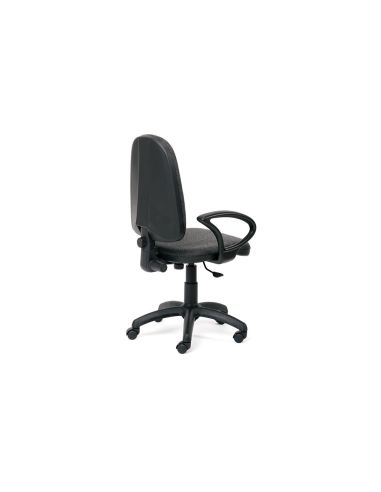 Silla Rocada De Oficina Brazos Fijos Base Nylon Respaldo Y Asiento Tela Ignifuga Gris