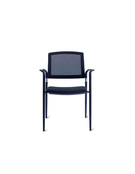 Silla Rocada Confidente Brazos Fijos Estructura Metalica Asiento Tela Ignifuga Negro Respaldo Malla