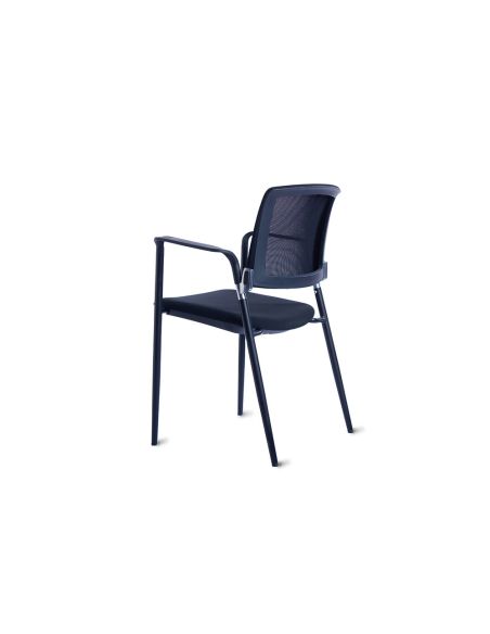 Silla Rocada Confidente Brazos Fijos Estructura Metalica Asiento Tela Ignifuga Negro Respaldo Malla