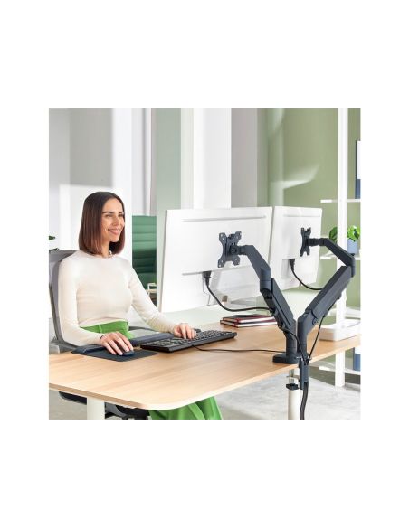 Brazo Para Monitor Leitz Ergo Spacesaving Dual Gris Oscuro