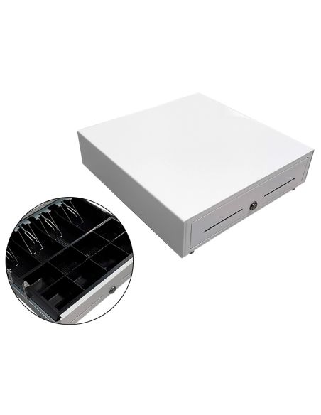 Cajon Portamonedas 8 Monederos 4 Billeteros Con Llave Electrico Blanco 410X415X110Mm