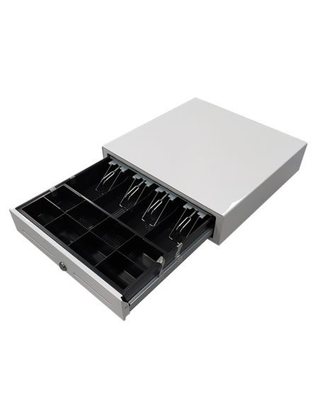 Cajon Portamonedas 8 Monederos 4 Billeteros Con Llave Electrico Blanco 410X415X110Mm
