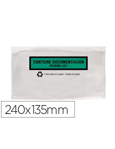 Sobre Autoadhesivo Q-Connect Portadocumentos Multilingue 240X135 Mm Sin Ventana 100% Papel Paquete De 100 Unidades