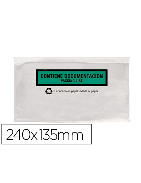 Sobre Autoadhesivo Q-Connect Portadocumentos Multilingue 240X135 Mm Sin Ventana 100% Papel Paquete De 100 Unidades