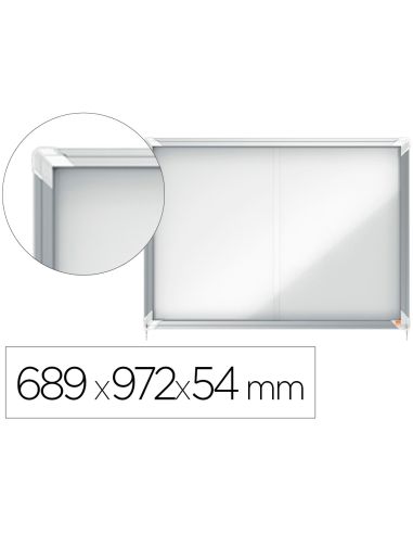 Vitrina De Anuncios Nobo Premium Plus Magnetica Con Puerta Corredera 8 X Din A4 689X972X54 Mm
