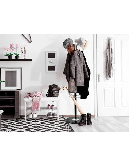 Perchero Metalico Q-Connect Gris De Pie 10 Colgadores Y Paraguero 174X40Cm