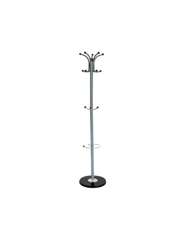 Perchero Metalico Q-Connect Gris De Pie 10 Colgadores Y Paraguero 174X40Cm