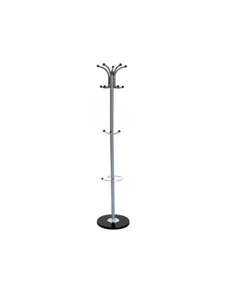 Perchero Metalico Q-Connect Gris De Pie 10 Colgadores Y Paraguero 174X40Cm