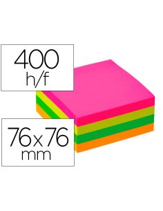 Bloc De Notas Adhesivas Quita Y Pon Q-Connect 76X76 Mm Fsc Fluorescente Con 400 Hojas