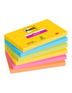 Bloc De Notas Adhesivas Quita Y Pon Post It Super Sticky Carnival 100% Pefc 76X127 Mm Pack De 6 Blocs Colores