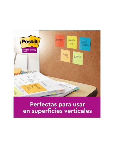 Bloc De Notas Adhesivas Quita Y Pon Post It Super Sticky Carnival 100% Pefc 76X127 Mm Pack De 6 Blocs Colores