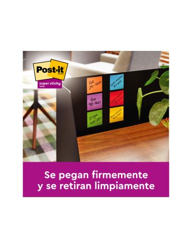 Bloc De Notas Adhesivas Quita Y Pon Post It Super Sticky Carnival 100% Pefc 76X127 Mm Pack De 6 Blocs Colores