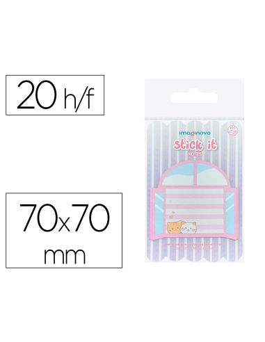 Bloc Notas Adhesivas Imaginovo Meow 20 Hojas Ventana 70X70 Mm