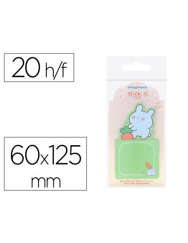Bloc Notas Adhesivas Imaginovo Bunny Con Soporte 20 Hojas Verde 60X125 Mm