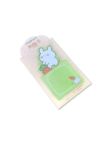 Bloc Notas Adhesivas Imaginovo Bunny Con Soporte 20 Hojas Verde 60X125 Mm