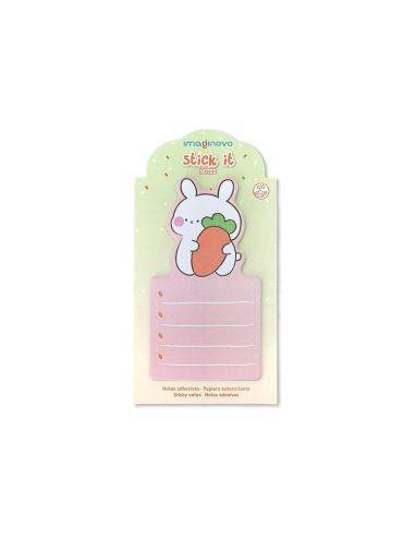 Bloc Notas Adhesivas Imaginovo Bunny Con Soporte 20 Hojas Naranja 60X125 Mm