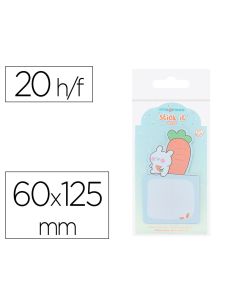 Bloc Notas Adhesivas Imaginovo Bunny Con Soporte 20 Hojas Azul 60X125 Mm