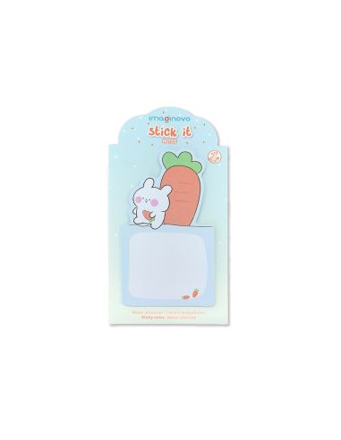 Bloc Notas Adhesivas Imaginovo Bunny Con Soporte 20 Hojas Azul 60X125 Mm
