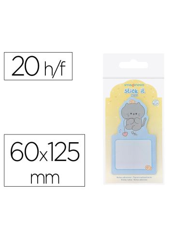 Bloc Notas Adhesivas Imaginovo Bunny Con Soporte 20 Hojas Gato Azul 60X125 Mm