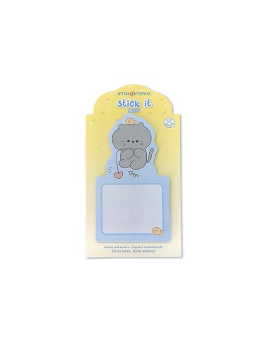 Bloc Notas Adhesivas Imaginovo Bunny Con Soporte 20 Hojas Gato Azul 60X125 Mm