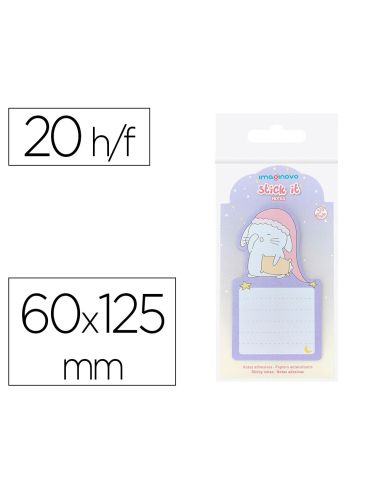 Bloc Notas Adhesivas Imaginovo Bunny Con Soporte 20 Hojas Morado 60X125 Mm