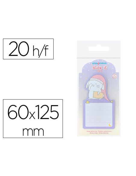 Bloc Notas Adhesivas Imaginovo Bunny Con Soporte 20 Hojas Morado 60X125 Mm
