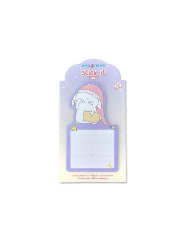 Bloc Notas Adhesivas Imaginovo Bunny Con Soporte 20 Hojas Morado 60X125 Mm