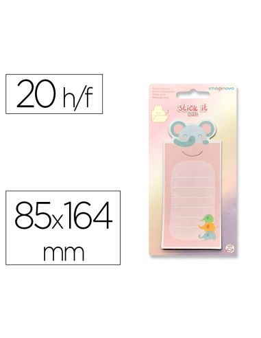Bloc Notas Adhesivas Imaginovo Letter Con Mensaje Trasero Elefante 20 Hojas 85X164 Mm