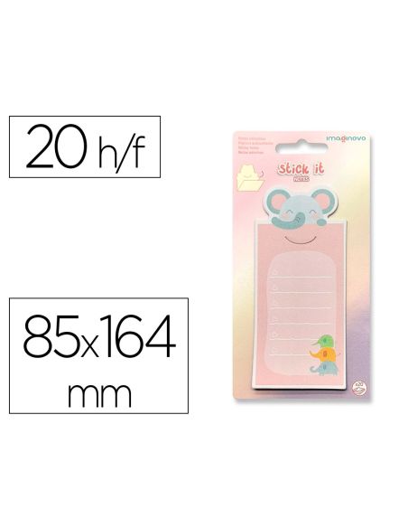 Bloc Notas Adhesivas Imaginovo Letter Con Mensaje Trasero Elefante 20 Hojas 85X164 Mm