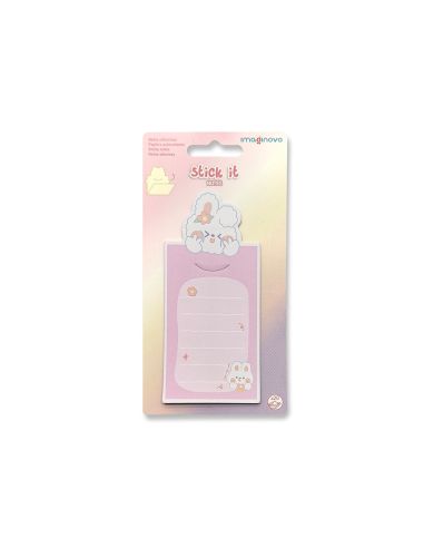 Bloc Notas Adhesivas Imaginovo Letter Con Mensaje Trasero Conejito Rosa 20 Hojas 85X164 Mm