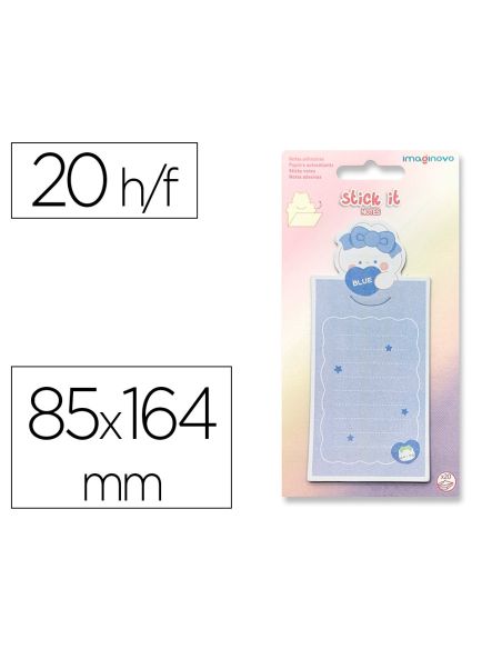 Bloc Notas Adhesivas Imaginovo Letter Con Mensaje Trasero Conejito Azul 20 Hojas 85X164 Mm
