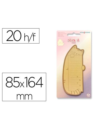 Bloc Notas Adhesivas Imaginovo Letter Con Mensaje Trasero Gato 20 Hojas 85X164 Mm