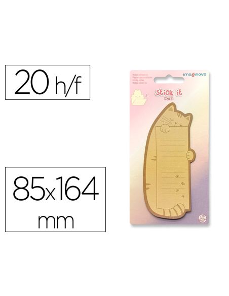Bloc Notas Adhesivas Imaginovo Letter Con Mensaje Trasero Gato 20 Hojas 85X164 Mm