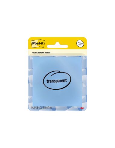 Bloc De Notas Adhesivas Quita Y Pon Post-It 73X73 Mm 36 Hojas Transparente Azul Lavado Vaquero