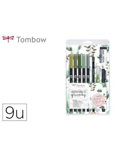 Set Watercoloring Tombow Greenery 9 Piezas