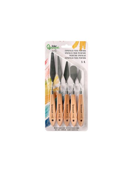 Espatula Para Pintura Liderpapel Metalica Mango De Madera Juego De 5 Unidades Tamaños Surtidos Certificado